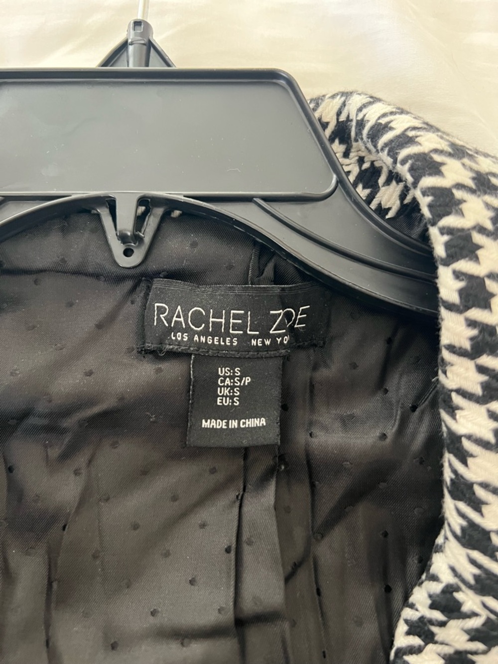 Rachel Zoe Black and White Houndstooth Blazer Coat - Picture 3 of 3